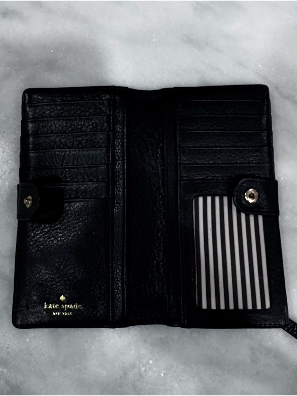 Kate Spade New York Black Pebbled Leather Continental Wallet